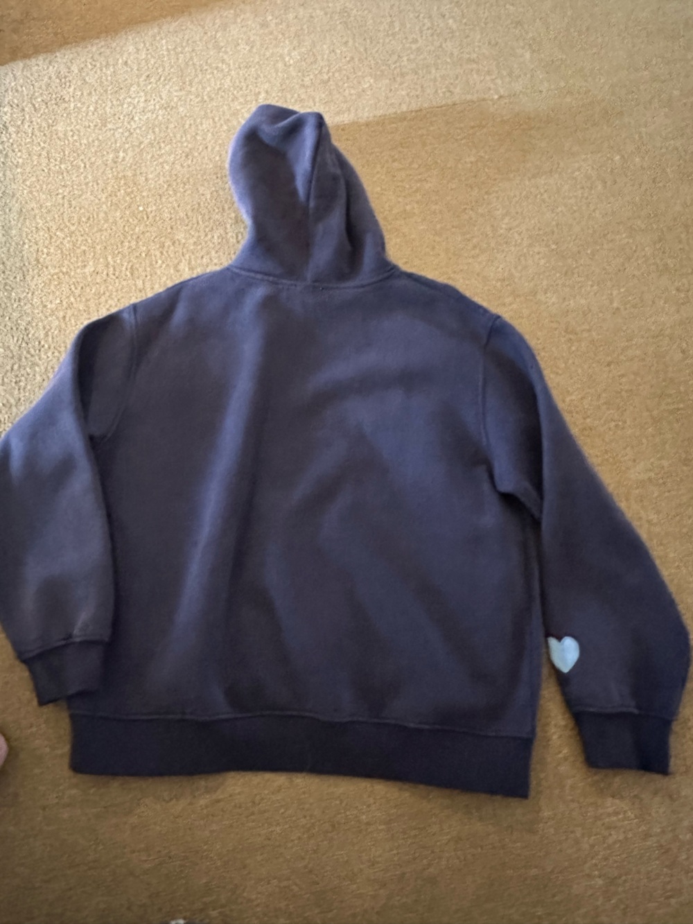 Navy Hoodie with Light Blue Heart Patch - Picture 3 of 5